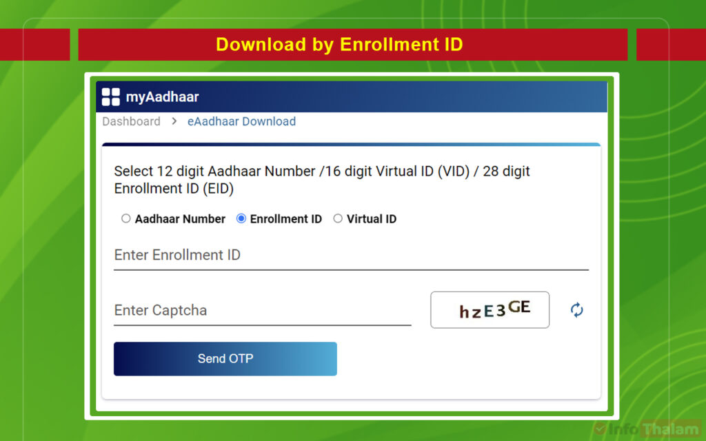 Download Aadhaar Using Enrolment ID