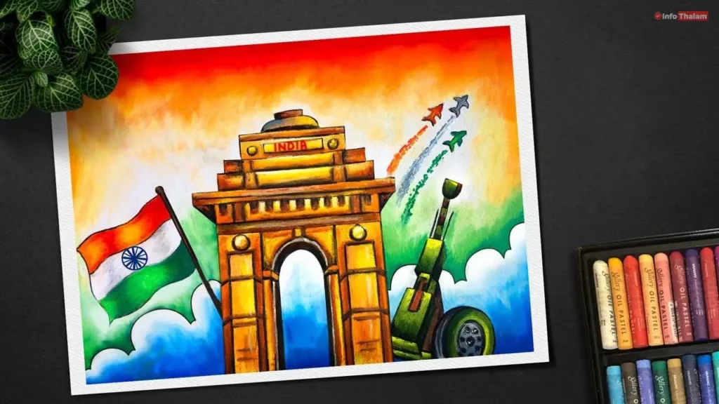 Republic Day India Gate Drawing